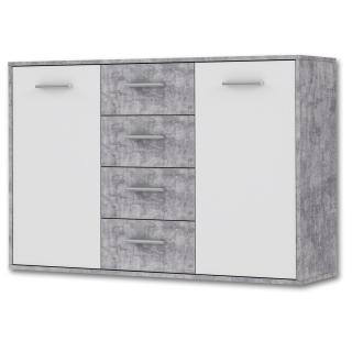 Commode Antuza 2P4T gris/blanc
