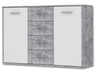 Commode Antuza 2P4T gris/blanc