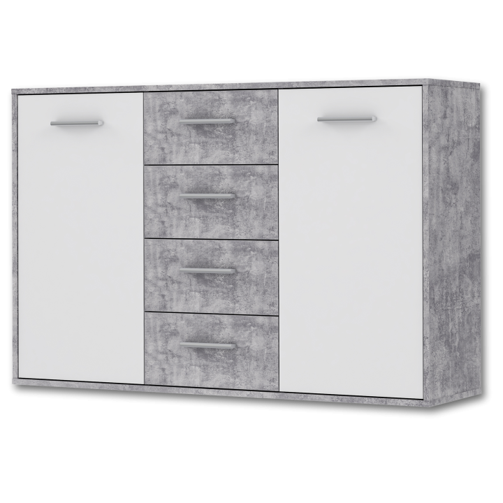Commode Antuza 2P4T gris/blanc
