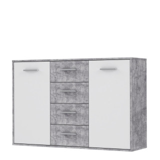 Commode Antuza 2P4T gris/blanc