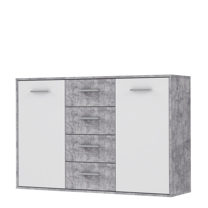 Commode Antuza 2P4T gris/blanc