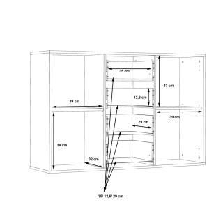 Commode Antuza 2P4T gris/blanc