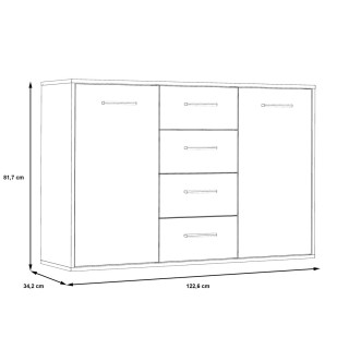 Commode Antuza 2P4T gris/blanc