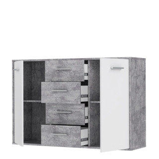 Commode Antuza 2P4T gris/blanc