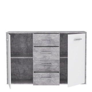 Commode Antuza 2P4T gris/blanc