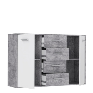 Commode Antuza 2P4T gris/blanc