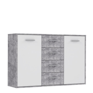 Commode Antuza 2P4T gris/blanc