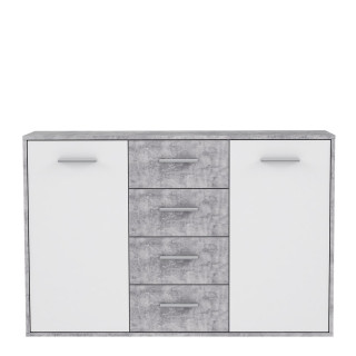 Commode Antuza 2P4T gris/blanc