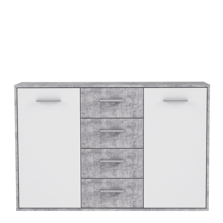 Commode Antuza 2P4T gris/blanc