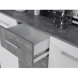 Commode Antuza 2P4T gris/blanc