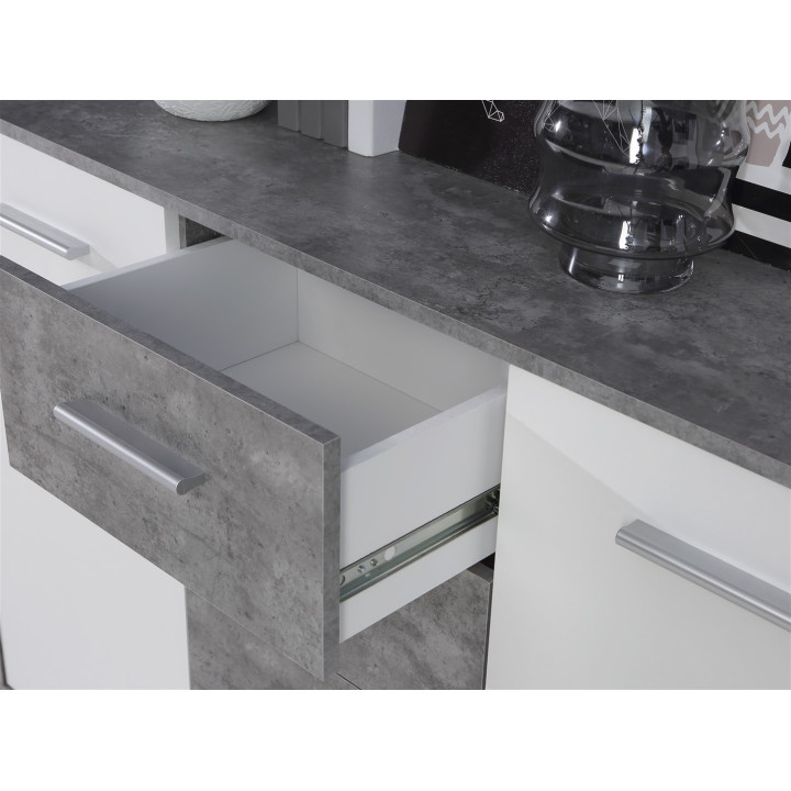 Commode Antuza 2P4T gris/blanc