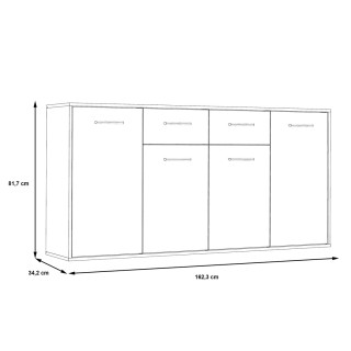 Commode Antuza 4P2T beton/blanc
