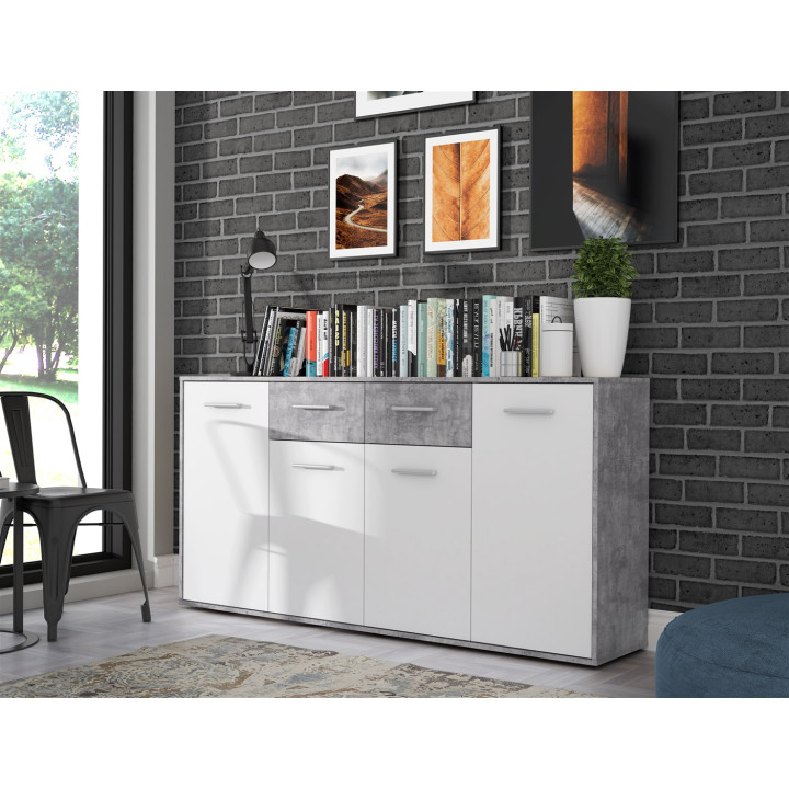 Commode Antuza 4P2T beton/blanc