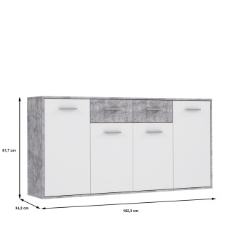 Commode Antuza 4P2T beton/blanc