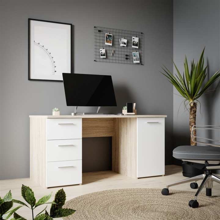 Bureau Net chêne et blanc