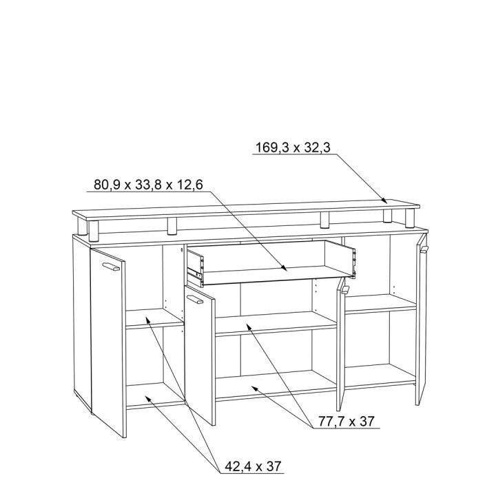 Buffet Gulada cendre/blanc