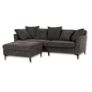 Canapé 3 places + pouf Umar gris foncé