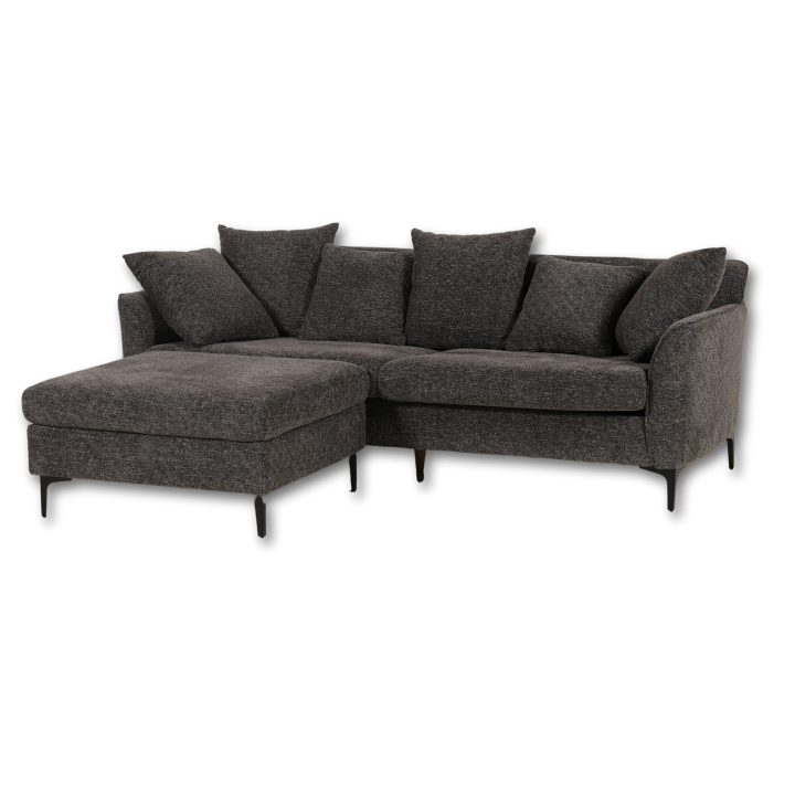 Canapé 3 places + pouf Umar gris foncé