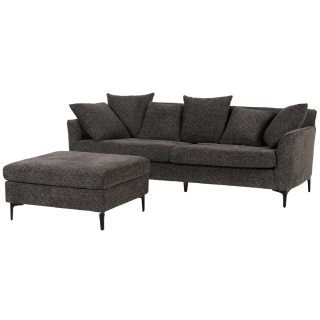 Canapé 3 places + pouf Umar gris foncé