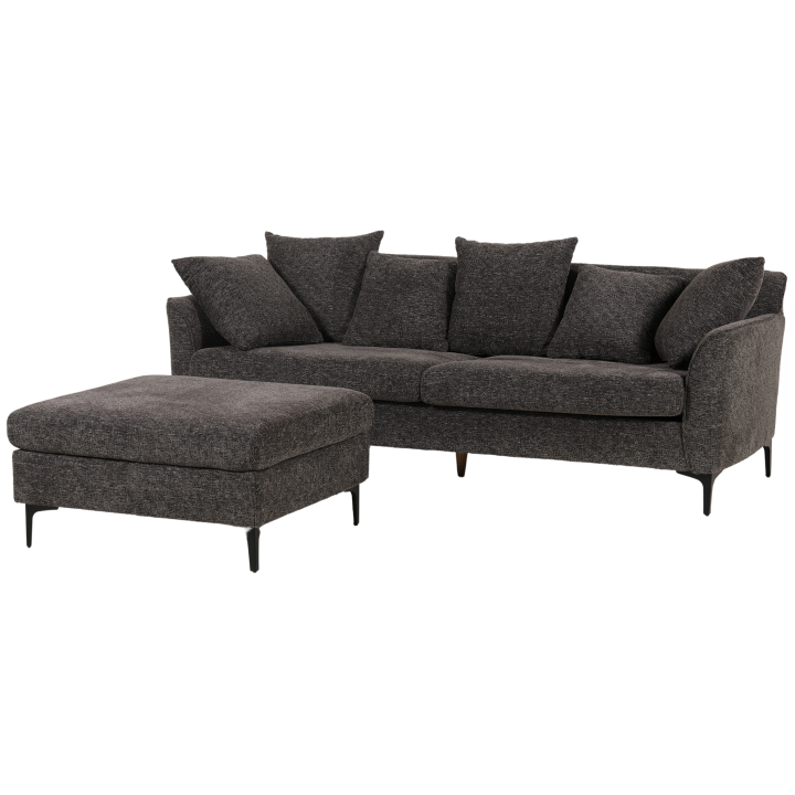 Canapé 3 places + pouf Umar gris foncé