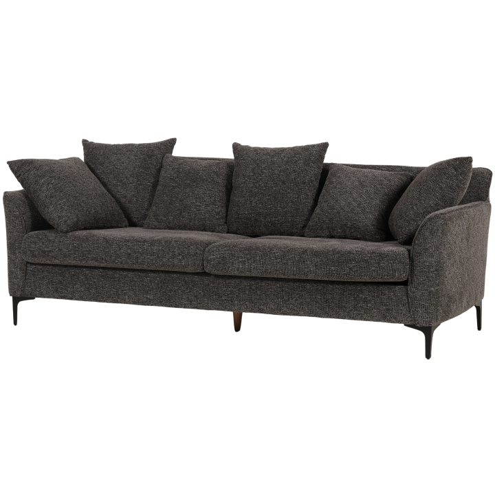 Canapé 3 places + pouf Umar gris foncé