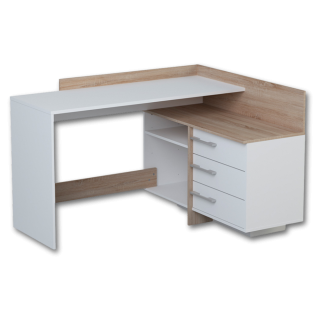 Thales - Bureau d'angle 484881 - Chêne brossé et blanc mat