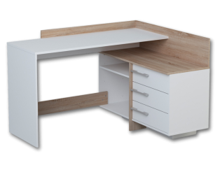 Thales - Bureau d'angle 484881 - Chêne brossé et blanc mat