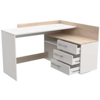 Thales - Bureau d'angle 484881 - Chêne brossé et blanc mat