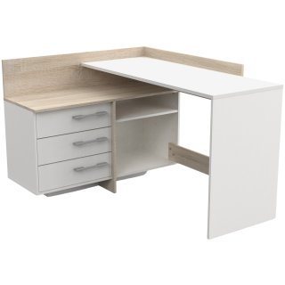 Thales - Bureau d'angle 484881 - Chêne brossé et blanc mat