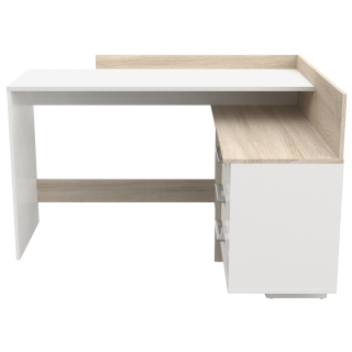 Thales - Bureau d'angle 484881 - Chêne brossé et blanc mat