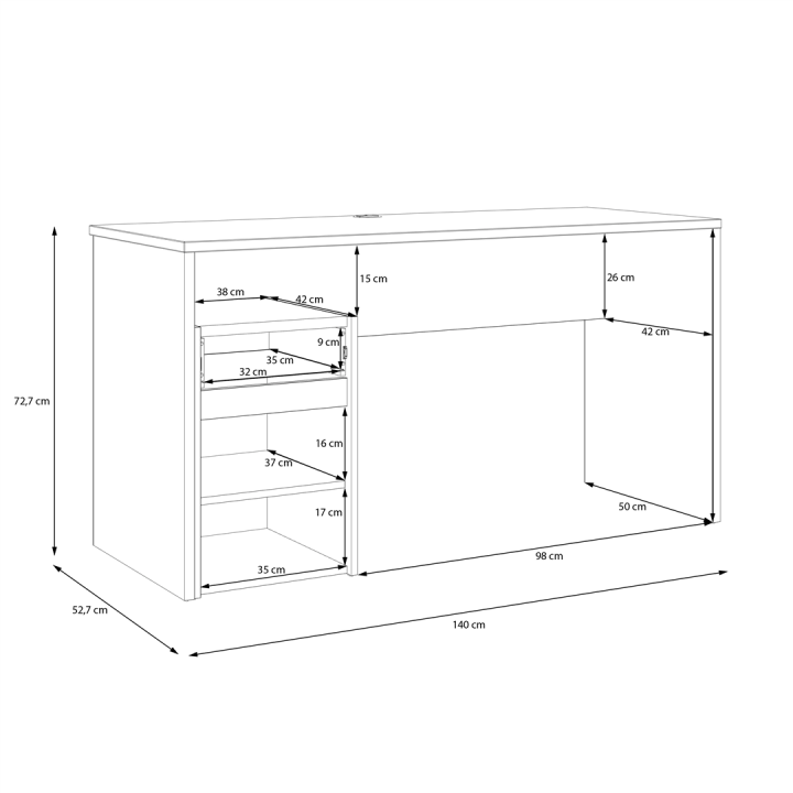 Bureau reversible Modultrick chêne artisan et blanc