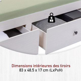 Lit banquette Palino 90 x 200 cm blanc