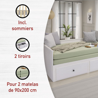 Lit banquette Palino 90 x 200 cm blanc