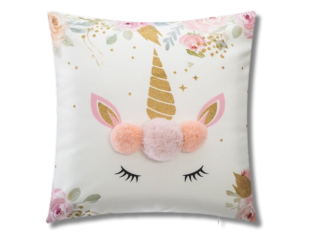 Coussin Licorne blanc/rose