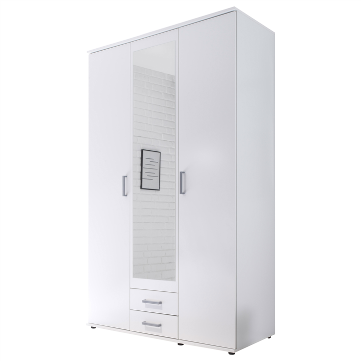 Armoire 3 portes Karl blanche avec miroir