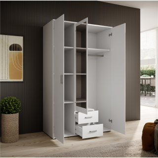 Armoire 3 portes Karl blanche avec miroir