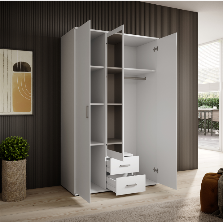 Armoire 3 portes Karl blanche avec miroir