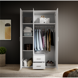 Armoire 3 portes Karl blanche avec miroir