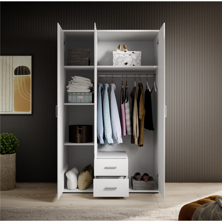 Armoire 3 portes Karl blanche avec miroir