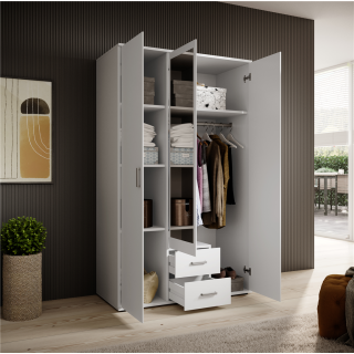 Armoire 3 portes Karl blanche avec miroir