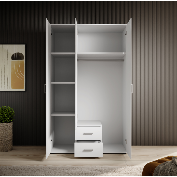 Armoire 3 portes Karl blanche avec miroir