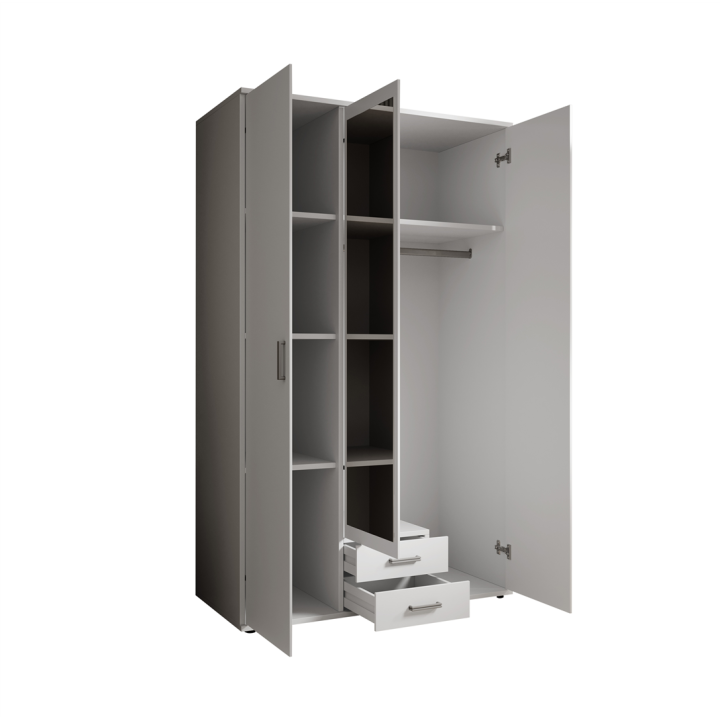 Armoire 3 portes Karl blanche avec miroir