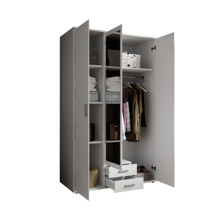 Armoire 3 portes Karl blanche avec miroir