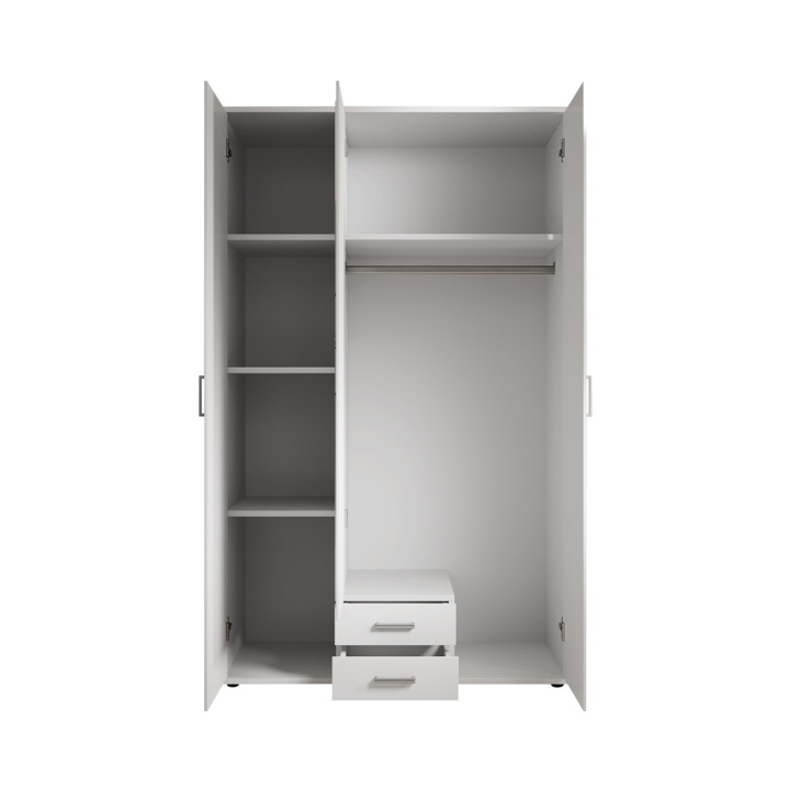 Armoire 3 portes Karl blanche avec miroir