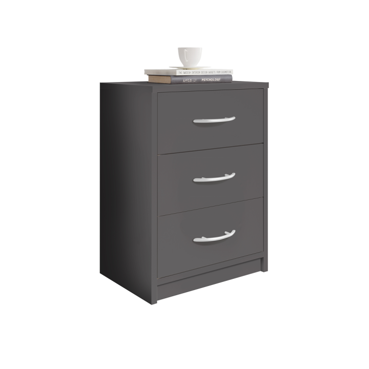 Chevet 3 tiroirs pépé gris anthracite
