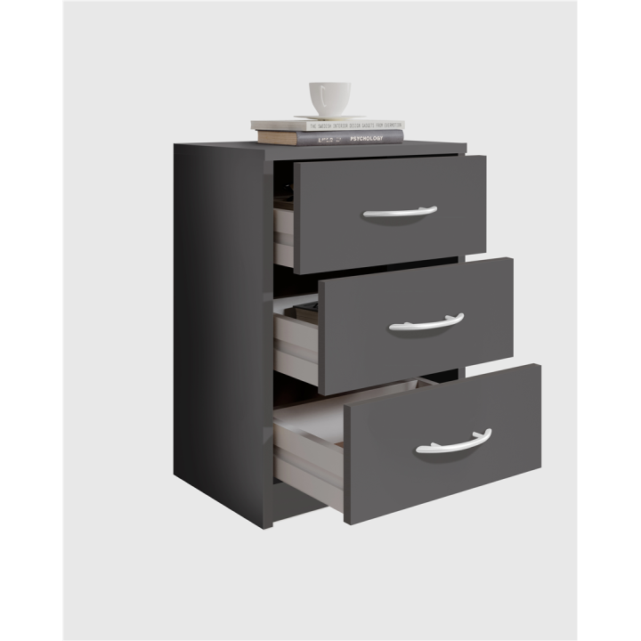 Chevet 3 tiroirs pépé gris anthracite