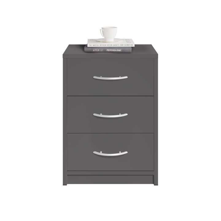Chevet 3 tiroirs pépé gris anthracite