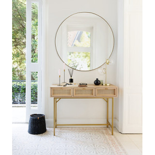 Console Rayo fer,bouleau,rotin