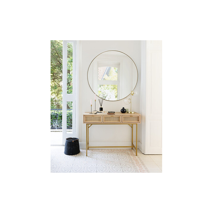 Console Rayo fer,bouleau,rotin