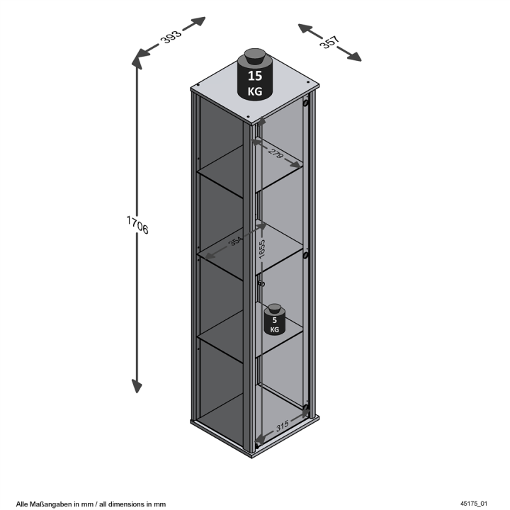 Bora vitrine chêne et miroir 109-505
